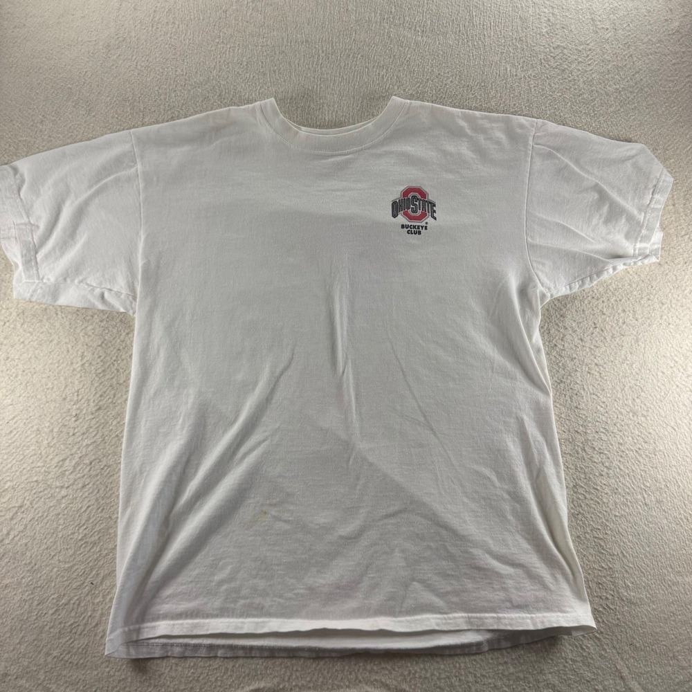 Anvil Ohio State T-Shirt Mens XL White Buckeye Club Graphic Tee Retro Gameday